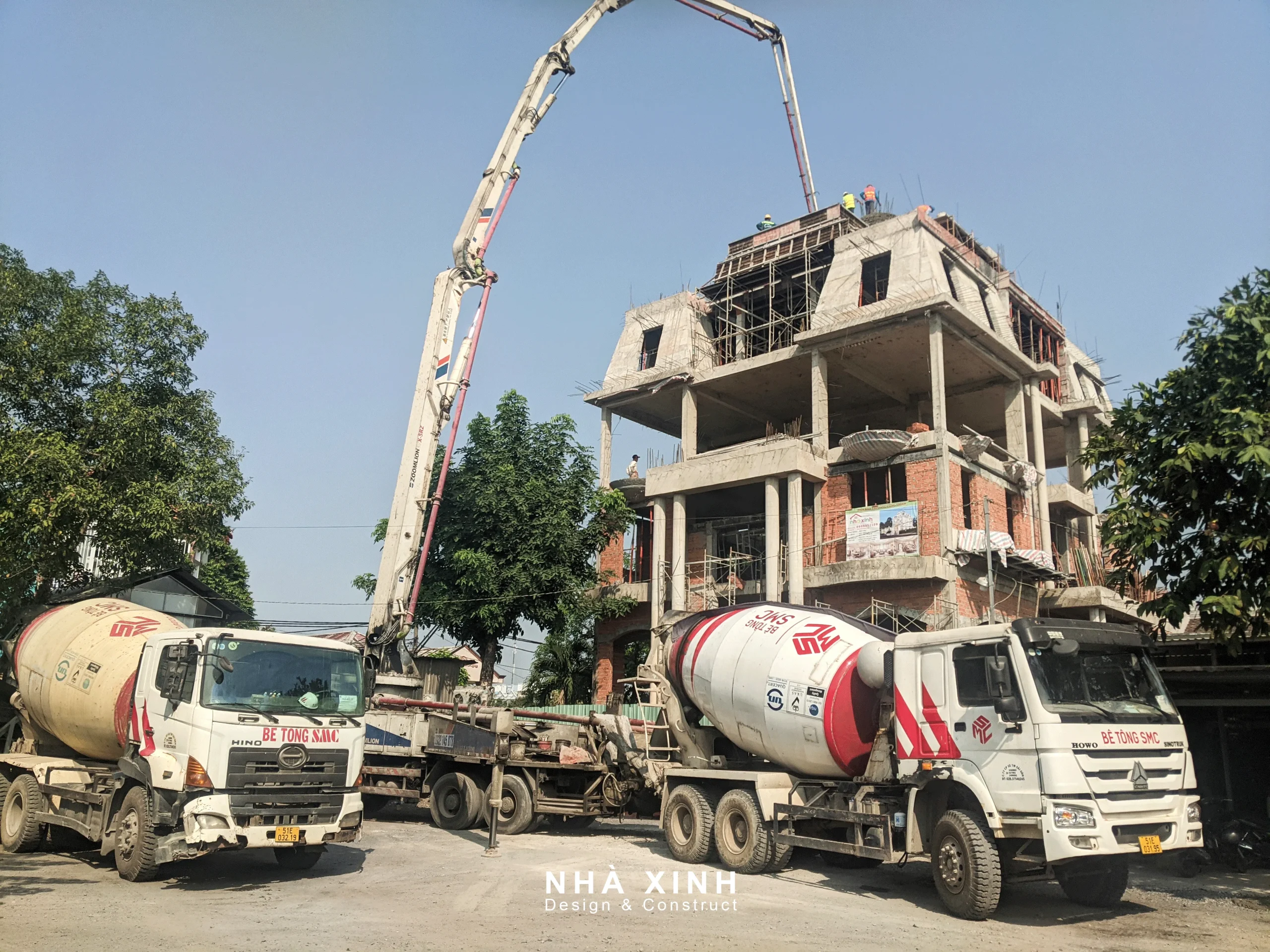 thi công biệt thự phần thô hiền villa
