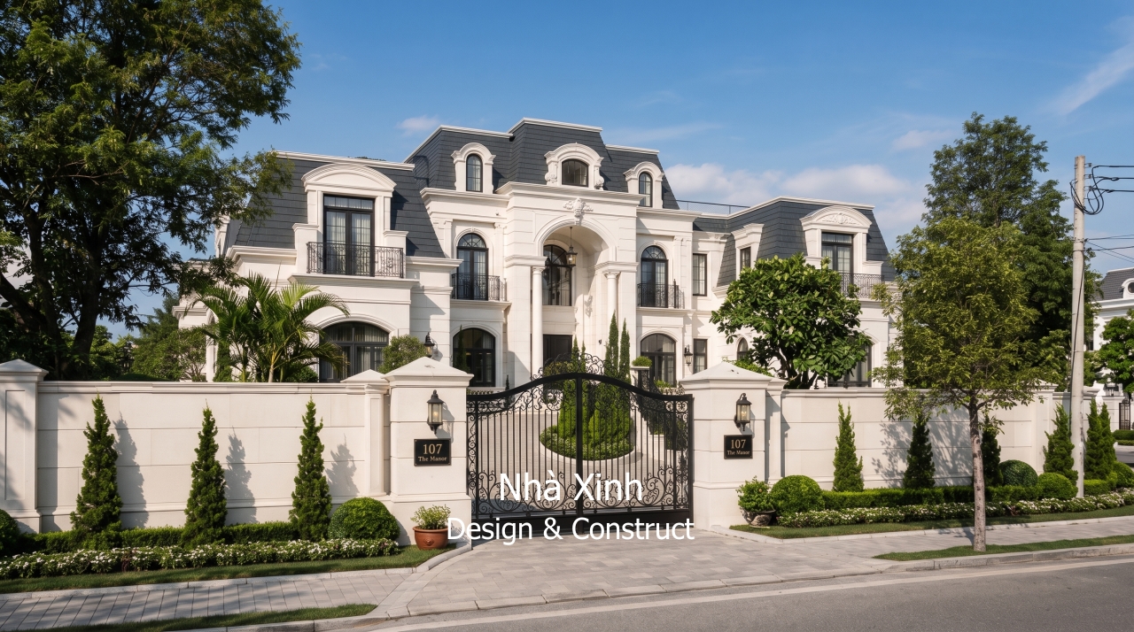thiết kế biệt thự cổ điển kiểu Pháp - phối cảnh ngoại thất