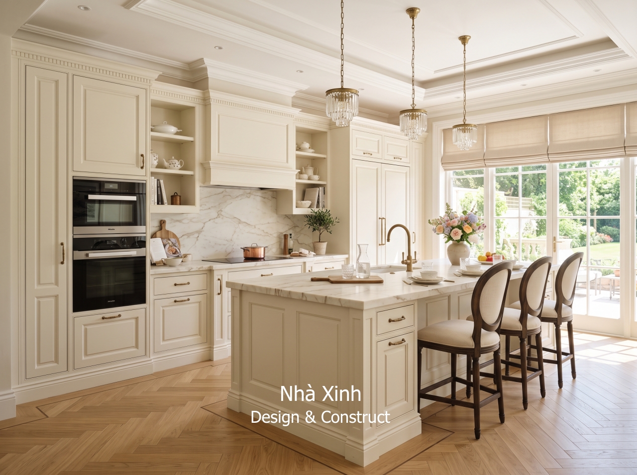 thiết kế biệt thự cổ điển kiểu Pháp - phòng bếp