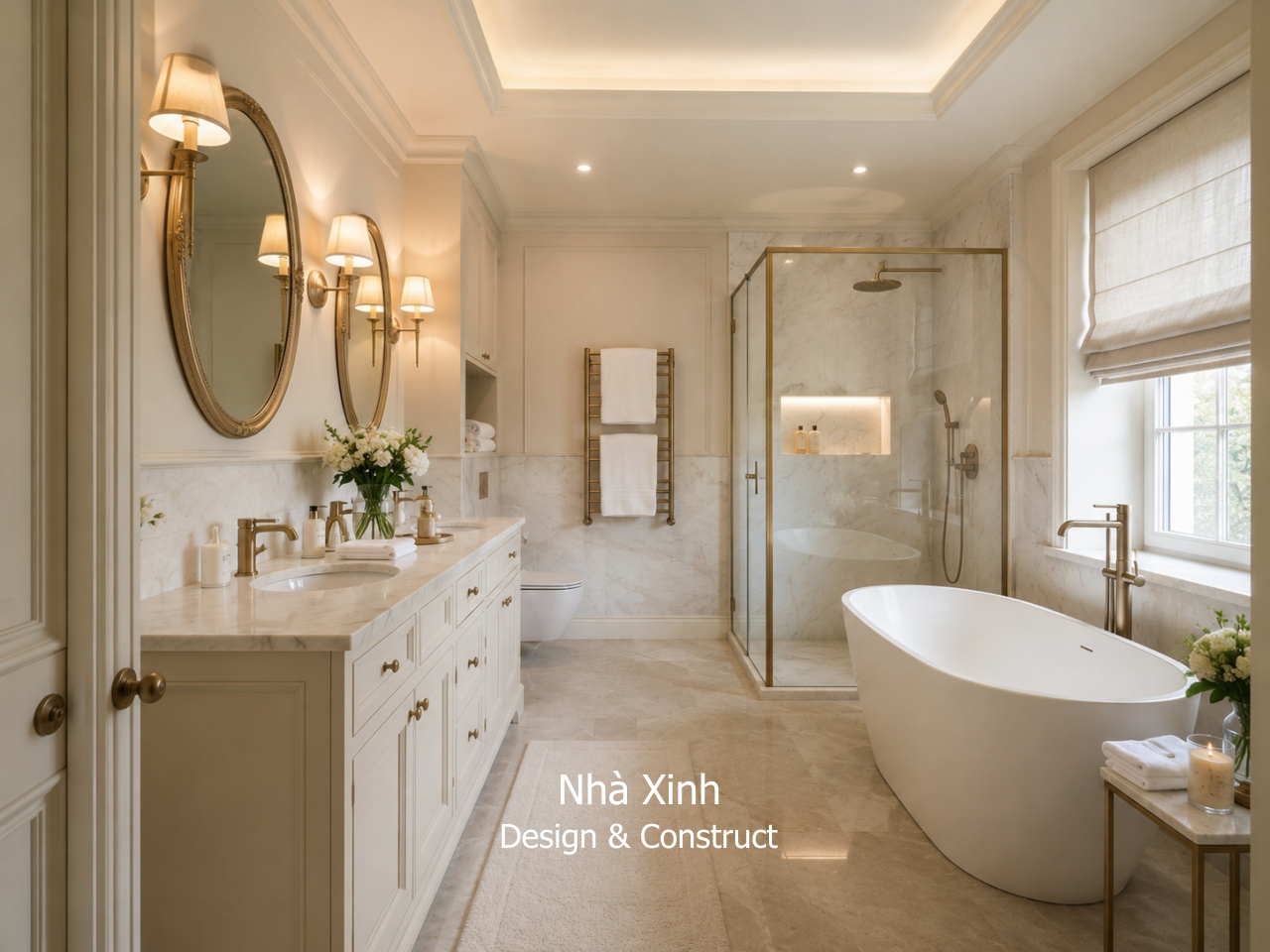 thiết kế biệt thự cổ điển kiểu Pháp - phòng tắm