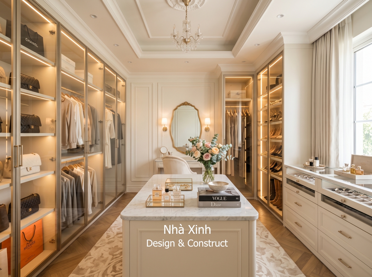 thiết kế biệt thự cổ điển kiểu Pháp - phòng thay đồ