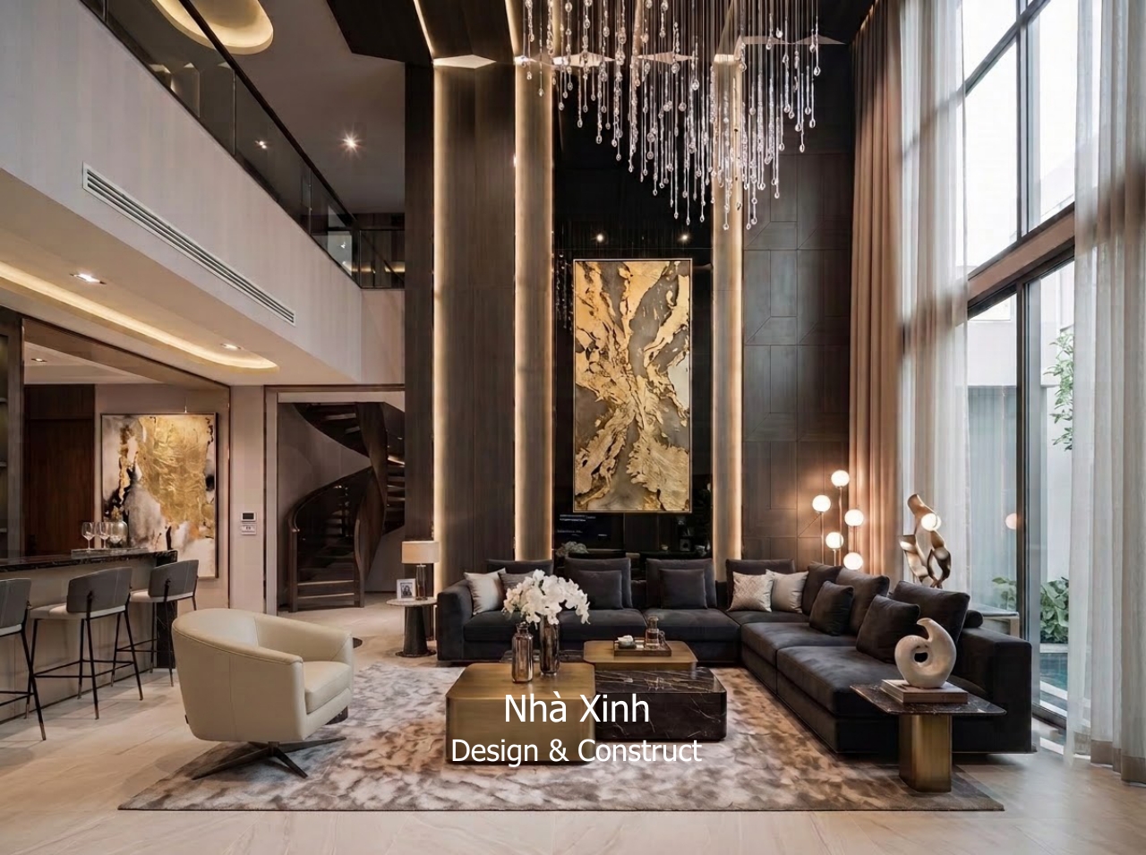 thiết kế biệt thự hiện đại sang trọng - phòng khách