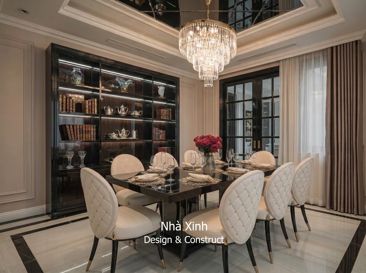 thiết kế biệt thự tân cổ điển ấm cúng - phòng ăn