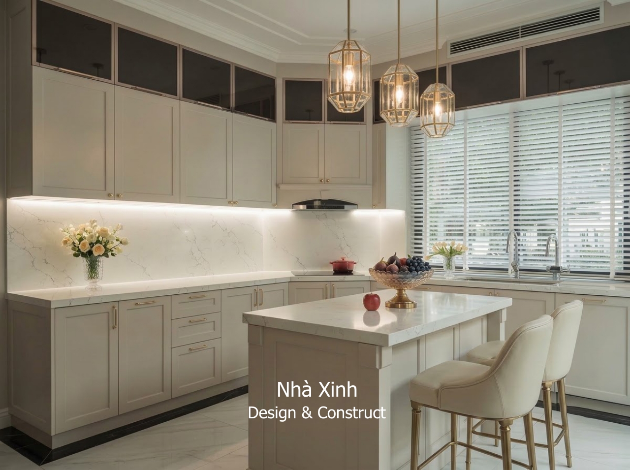 thiết kế biệt thự tân cổ điển ấm cúng - phòng bếp