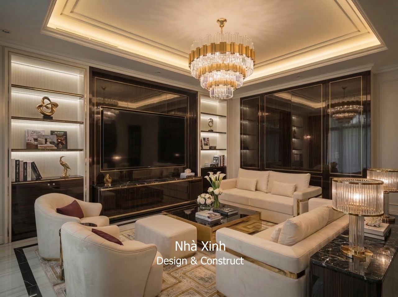 thiết kế biệt thự tân cổ điển ấm cúng - phòng khách