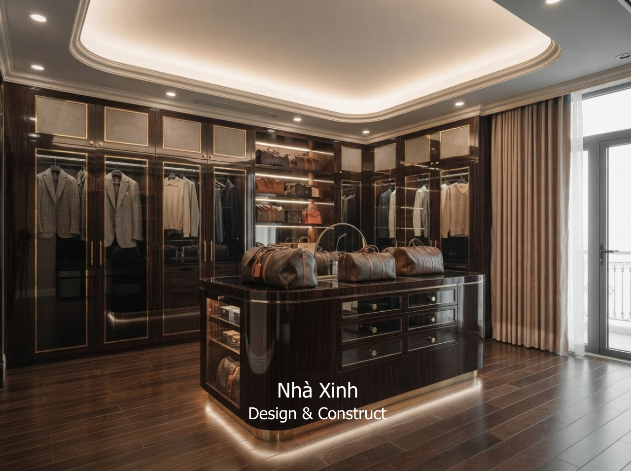 thiết kế biệt thự tân cổ điển ấm cúng - phòng thay đồ
