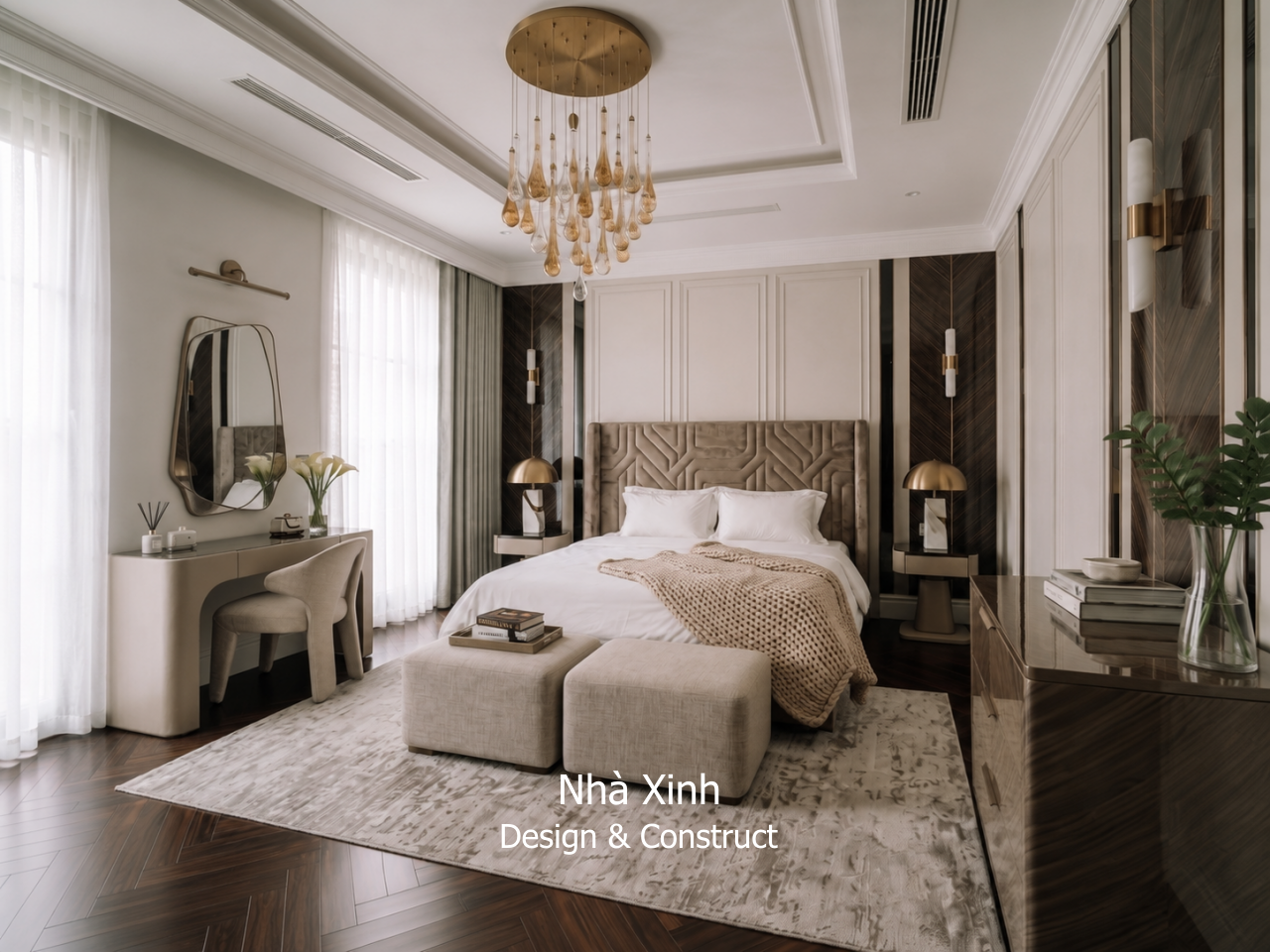 thiết kế biệt thự tân cổ điển cao cấp - phòng ngủ