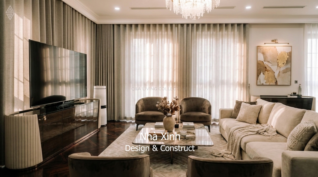 thiết kế biệt thự tân cổ điển cao cấp - phòng sinh hoạt chung