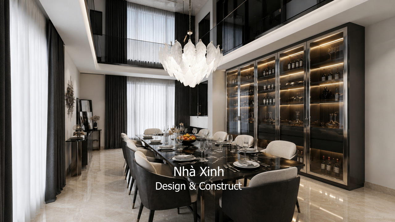 thiết kế biệt thự tân cổ điển hạng sang - phòng ăn