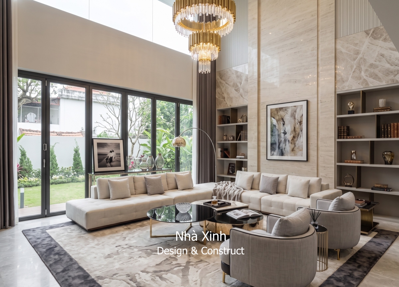 thiết kế biệt thự tân cổ điển hạng sang - phòng khách