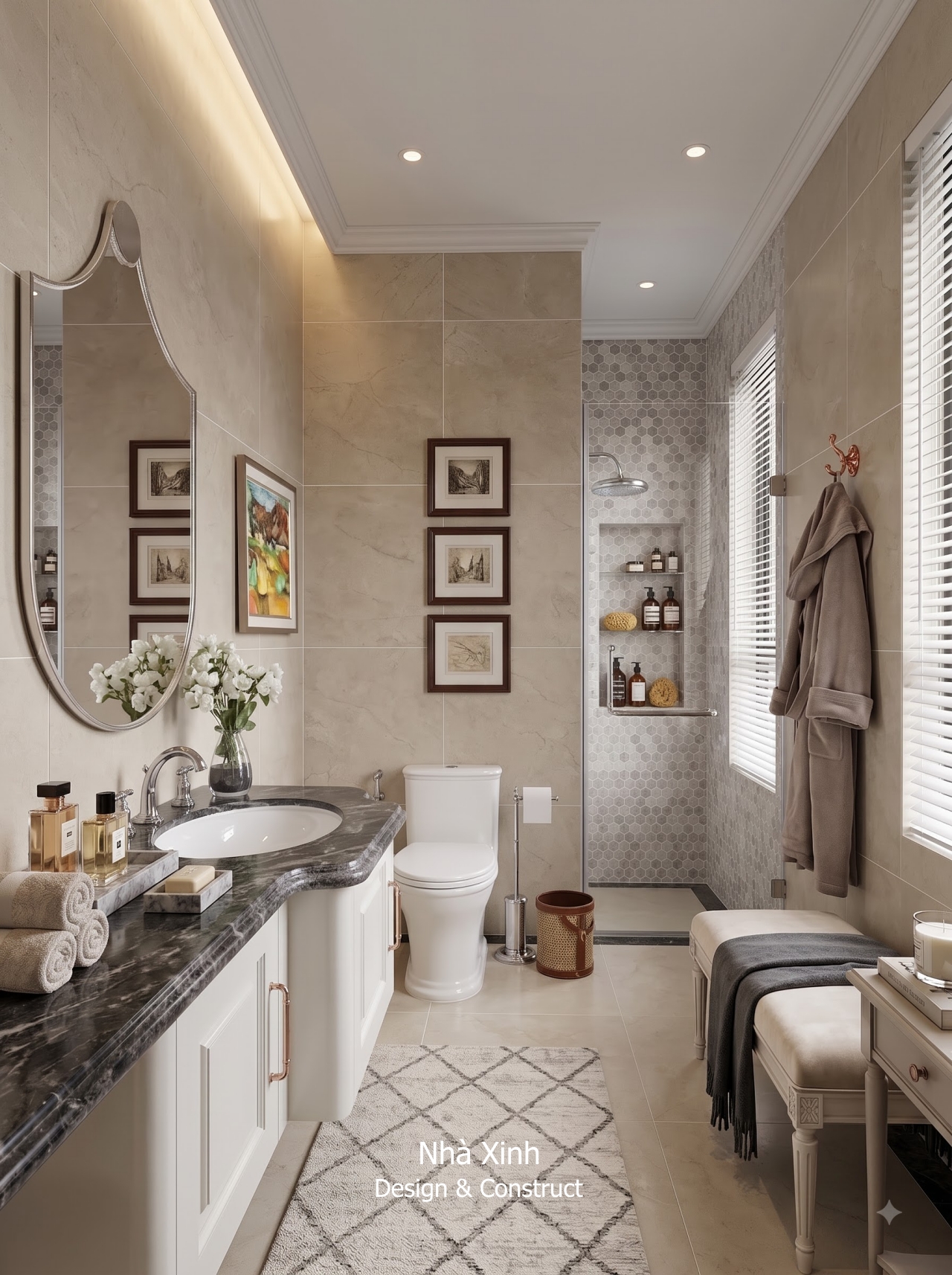 thiết kế biệt thự tân cổ điển hạng sang - phòng tắm