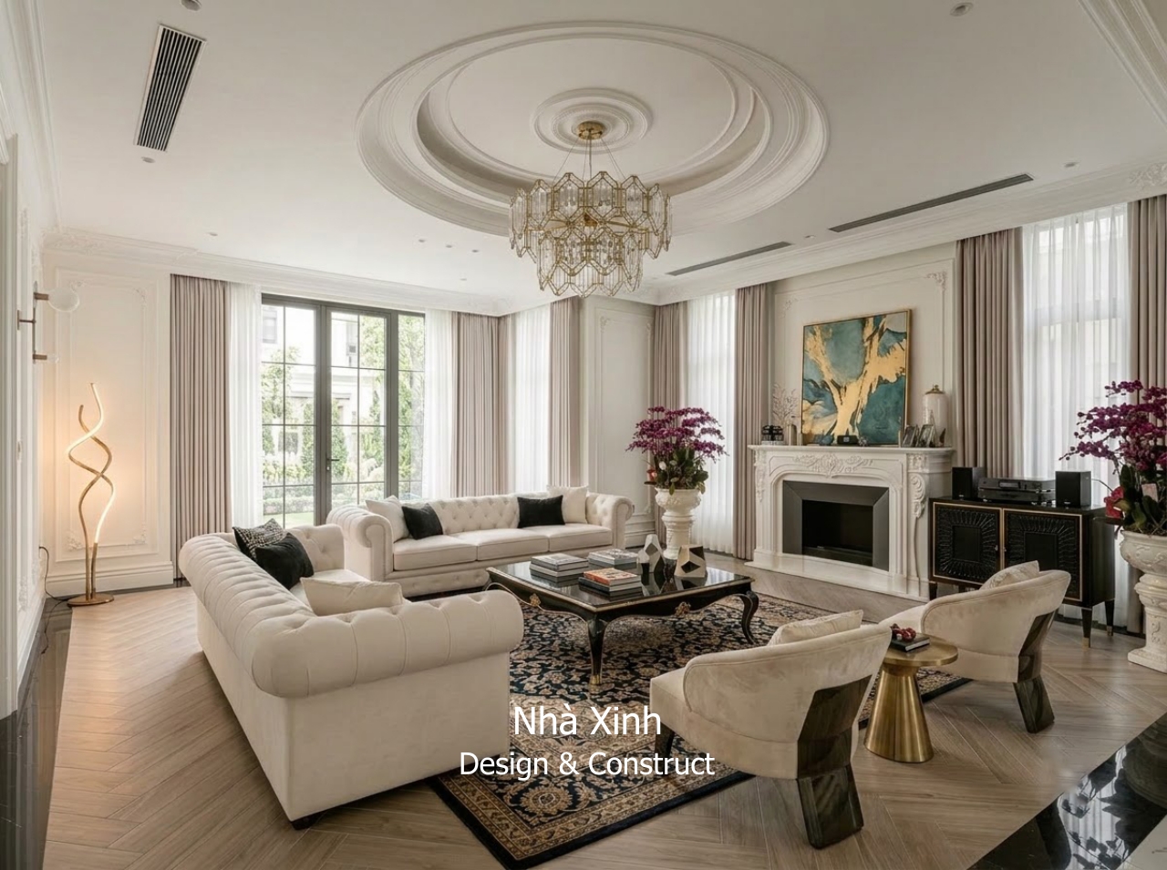 thiết kế biệt thự tân cổ điển quý tộc - phòng khách