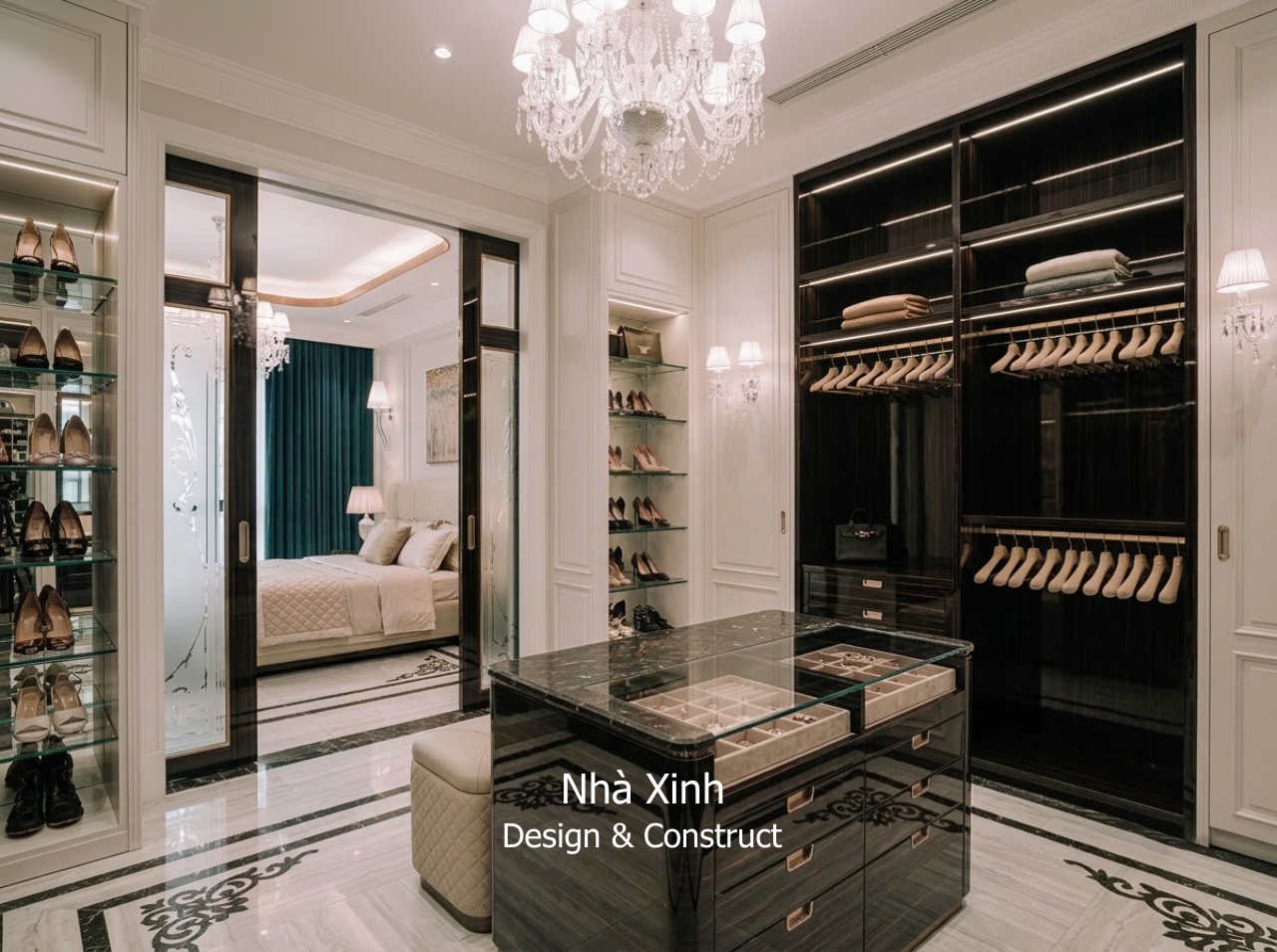 thiết kế biệt thự tân cổ điển thanh lịch - phòng thay đồ