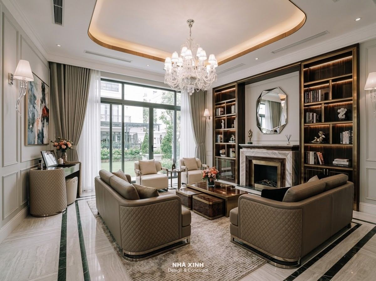 thiết kế nội thất phòng khách biệt thự chateau 