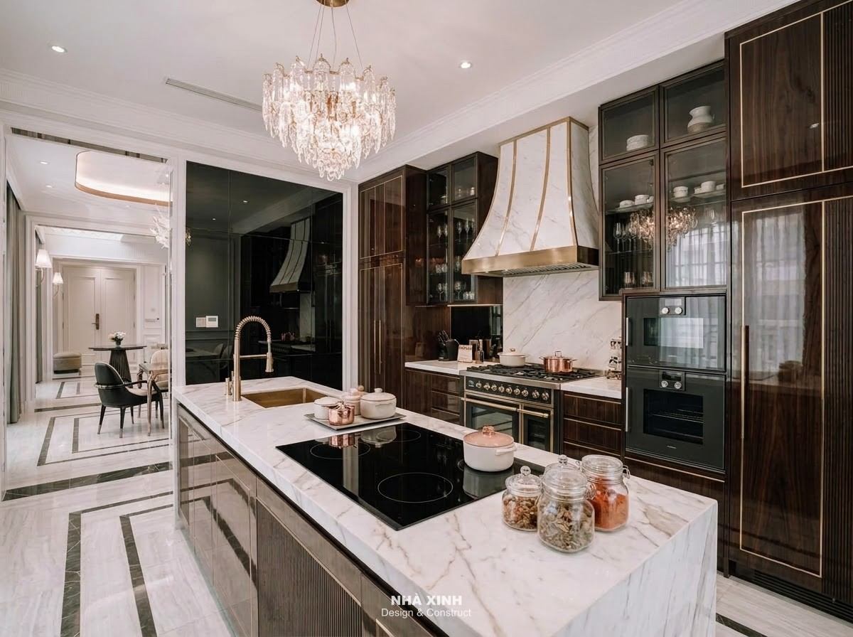 thiết kế nội thất căn bếp biệt thự chateau cao cấp 